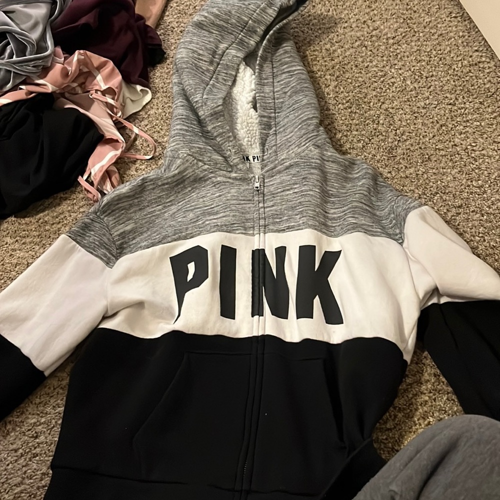 PINK- Multicolor fleece hoodie